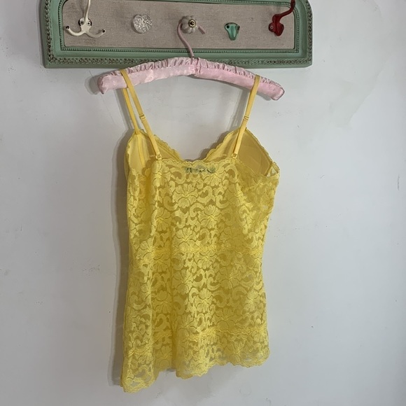 Marciano yellow lace nylon spaghetti strap tank top women’s large - Picture 4 of 4